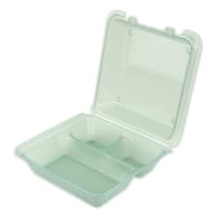 GET To Go Food Container w/ (3) Compartments, 9" x 9" x 3 1/2", Polypropylene, Jade (EC-01-1-JA)