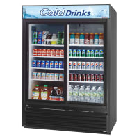 Turbo Air TGM-48R(B)-N 56" TGM Series Two Section Glass Door Merchandiser - (2) Sliding Doors, Black, 115v