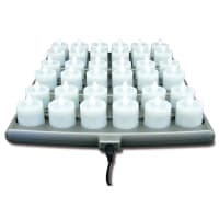 Hollowick HFRP36-CL 1 1/2" Round LED Flameless Votive Candles Set w/ Charging Tray - 2 3/10&...
