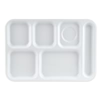 GET Plastic Rectangular Tray w/ (6) Compartments, 14 1/2" x 10", White (TR-153-W)