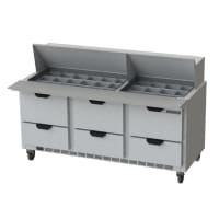 Beverage-Air SPED72HC-30M-6 72" Hydrocarbon Series Mega Top Sandwich/Salad Prep Table w/ Ref...