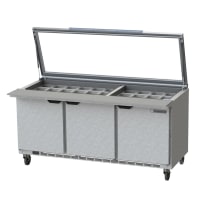 Beverage-Air SPE72HC-30M-STL 72" Hydrocarbon Series Mega Top Sandwich/Salad Prep Table w/ Re...