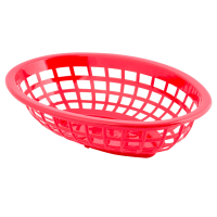 Tablecraft 1071R Oval Side Order Basket, 7 3/4 x 5 1/2 x 1 7/8", Red