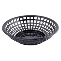 Tablecraft 1075BK Round Serving Basket, 8" x 2 3/8", Poly, Black