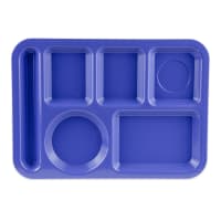 GET Plastic Rectangular Tray w/ (6) Compartments, 14" x 10", Peacock Blue (TL-152-PB)