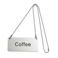 Update CS-CFE Hanging "Coffee" Sign w/ 24" Chain - 1 3/4" x 3 1/2", Stainless