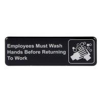 Update S39-25BK Employees Must Wash Hands..." Sign - 3x9" White on Black