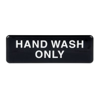 Update S39-32BK Hand Wash Only Sign - 3" x 9", White on Black