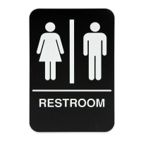 Update S69B-4BK Restroom" Braille Sign - 6x9" White on Black