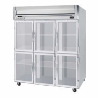 Beverage-Air HRP3-1HG 78" Three Section Reach In Refrigerator, (6) Left/Right Hinge Glass Doors, 115v