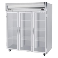 Beverage-Air HRS3-1G 78" Three Section Reach In Refrigerator, (3) Left/Right Hinge Glass Doors, 115v