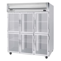 Beverage-Air HRS3-1HG 78" Three Section Reach In Refrigerator, (6) Left/Right Hinge Glass Doors, 115v