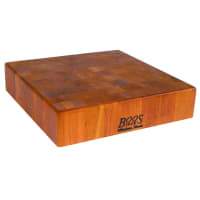 John Boos CHY-CCB143-S Cherry Wood Chopping Block, Non-Reversible, 14" Square 3" End Gr...