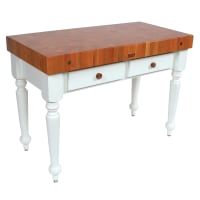 John Boos CHY-CUCR05-AL Rustica Table, 4" End Grain American Cherry, Alabaster Base, 48 x 24...