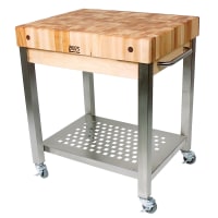 John Boos CUCT24 Cucina Technica Cart, Stainless Undershelf, 4" Rock Maple Top, 30 x 24&quot...