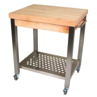 John Boos CUCT34 Cucina Technica Cart, Stainless Undershelf, 2 1/4" Rock Maple Top, 30 x 24"