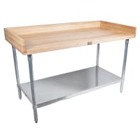 John Boos DNS08 60" Maple Top Bakers Table w/ 4" Splash & Undershelf, 30"D