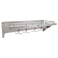 John Boos GRWS48-UB Cucina Mensola Grande, Wall Shelf with Pot Rack &amp; Galley Rail, Stainless, 48"L