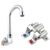 John Boos PB-FV-2LF Splash Mount Faucet - 3 1/2" Gooseneck Spout, Single Hole, Foot Valve
