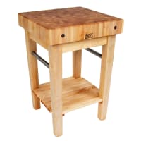 John Boos PPB2424 4" Maple Top Butcher Block Work Table w/ Undershelf- 24"L x 24"D