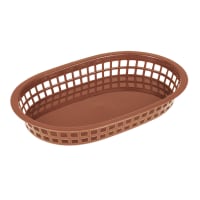 Update BB107B Oval Fast Food Basket - 10 1/2x7x1 1/2" Plastic, Brown