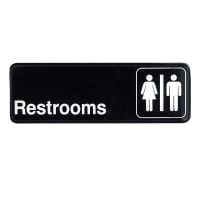Update S39-15BK Restrooms" Sign - 3x9" White on Black