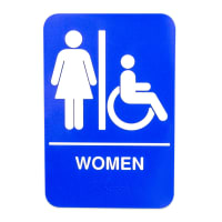 Update S69B-1BL Women/Accessible" Braille Sign - 6x9" White on Blue