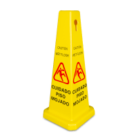 Update WFC-27 27" Cone Shaped Wet Floor Sign - Trilingual, Yellow