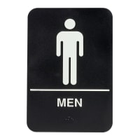 Update S69B-6BK Men" Braille Sign - 6x9" White on Black