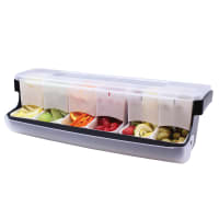 Tablecraft BCD6000 6 Compartment Bar Garnish Tray - Flat Hinged Lid