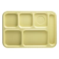 Cambro 10146CW145 Plastic Rectangular Tray w/ (6) Compartments, 10" x 14 1/2", Yellow