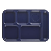 Cambro 10146CW186 Plastic Rectangular Tray w/ (6) Compartments, 10" x 14 1/2", Navy Blu...