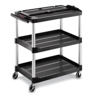 Rubbermaid FG9T3000 BLA 3 Level Media Cart w/ 200 lb Capacity &amp; 10 ft Cord