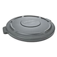 Rubbermaid FG260900GRAY Round Flat Top Trash Can Lid - Plastic, Gray