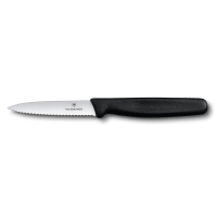 Victorinox 40509 Paring Knife w/ 3 1/4" Blade, Wavy Edge, High Carbon Steel, Black Polypropylene Handle