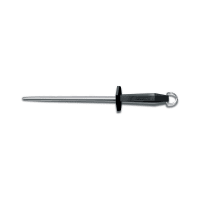 Victorinox 7.8991.5 10" Round Sharpening Steel w/ Loose Ring, Smooth Polished, Black Handle
