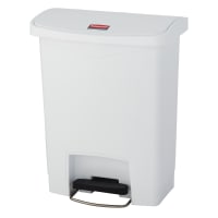 Rubbermaid 1883555 8 gal Rectangle Plastic Step Trash Can, 16 47/64" L x 10 21/32" W x 21 7/64" H, White