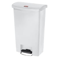 Rubbermaid 1883557 13 gal Rectangle Plastic Step Trash Can, 17 31/32" L x 11 31/64" W x 28 3/10" H, White
