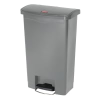 Rubbermaid 1883604 18 gal Rectangle Plastic Step Trash Can, 19 43/64" L x 12 15/64" W x 31 39/64" H, Gray