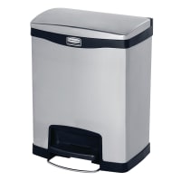 Rubbermaid 1901985 8 gal Rectangle Metal Step Trash Can, 16 53/64" W x 12 53/64" D x 21...