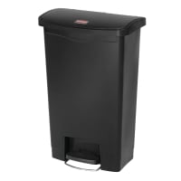 Rubbermaid 1883611 13 gal Rectangle Plastic Step Trash Can, 17 31/32" L x 11 31/64" W x 28 3/10" H, Black