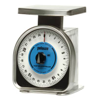Rubbermaid FGYG425R Pelouze Portion Scale - Dial Type, Blue Lens, 25 lb x 2 oz, Aluminum/Stainless