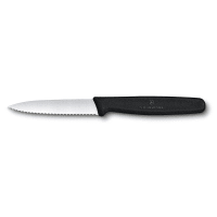 Victorinox 47602 Wavy Paring Knife w/ 3 1/4" Blade, Black Polypropylene Handle