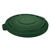 Rubbermaid 264560DGRN Round Flat Top Trash Can Lid - Plastic, Dark Green