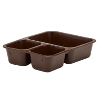 Cambro 853FCP167 Plastic Rectangular Tray w/ (3) Compartments, 8 9/16" x 6 1/4", Brown