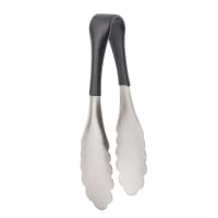 Tablecraft AM3706BK 6"L Stainless Utility Tongs, Black