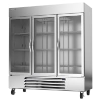 Beverage-Air HBR72HC-1-G 75" Three Section Reach In Refrigerator, (3) Left/Right Hinge Glass...