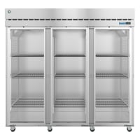 Hoshizaki R3A-FG Steelheart 82 1/2" Three Section Reach In Refrigerator, (3) Left/Right Hinge Glass Doors, 115v