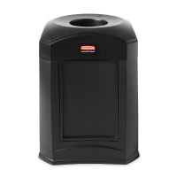 Rubbermaid FG9W0200 BLA 35 gal Landmark Funnel Top Trash Container - Panel Frame, Rigid Liner, Bl...