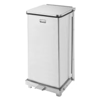 Rubbermaid FGST12SSPL 6 1/2 gal Square Metal Step Trash Can, 12"L x 12"W x 23"H, S...